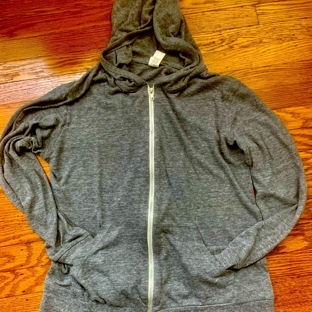 Alternative Earth men’s grey, zippered, very light and super comfy hoodie, med
